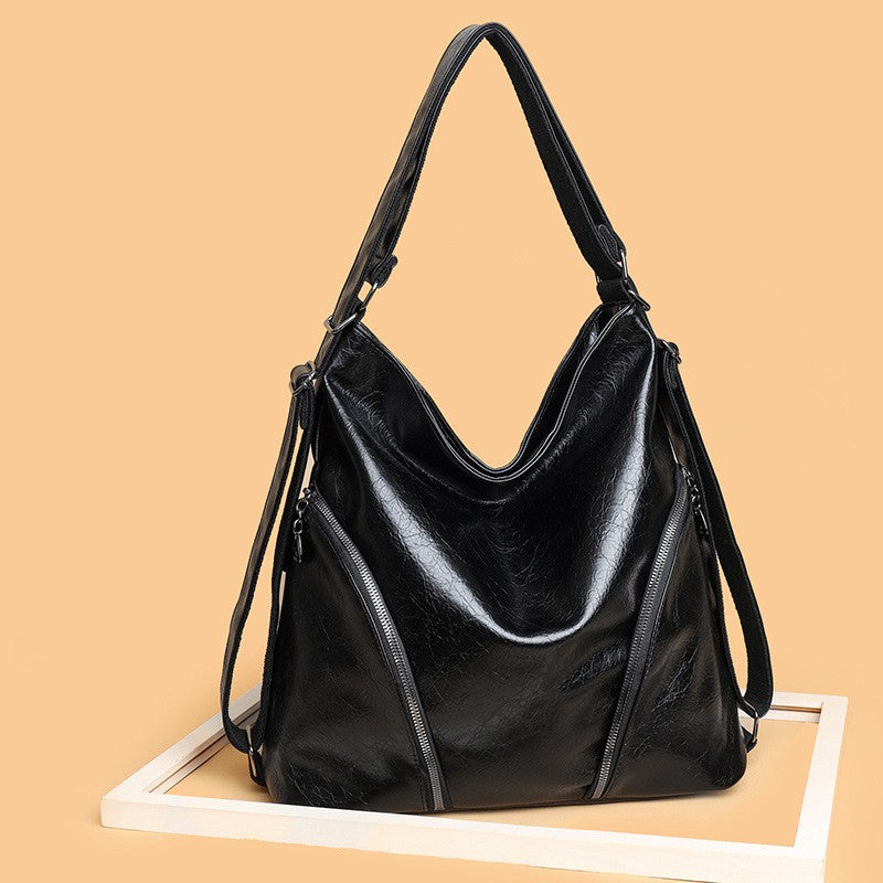 Glossy Crinkle Hobo Bag with Backpack Straps