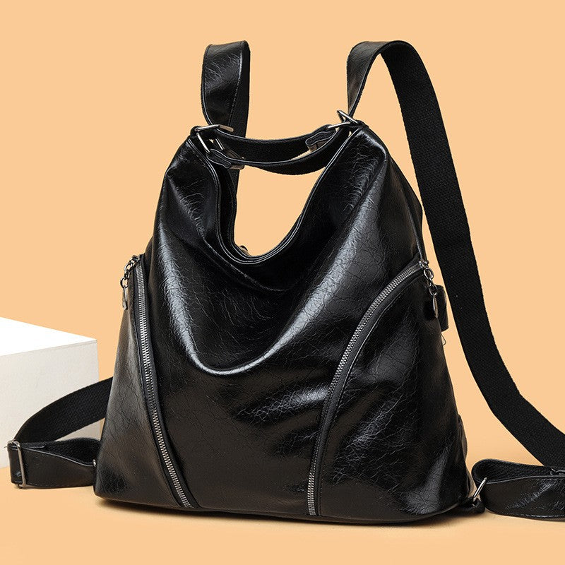 Glossy Crinkle Hobo Bag with Backpack Straps