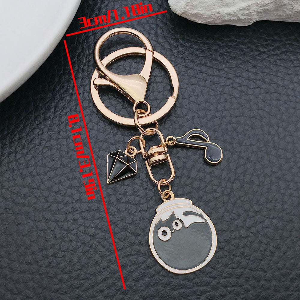 Cat Charm Keychain With Clip And Rings - C1