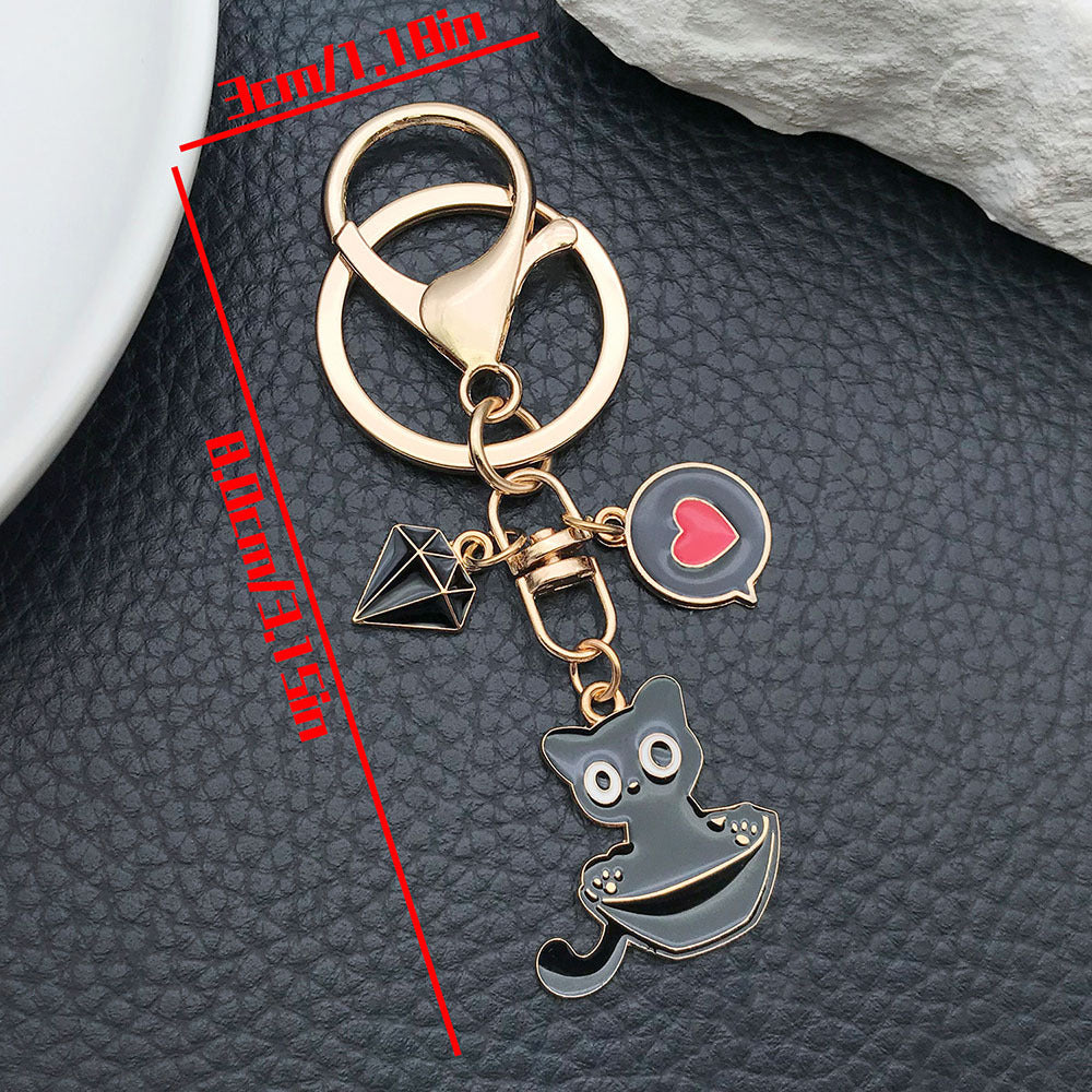 Cat Charm Keychain With Clip And Rings - C2