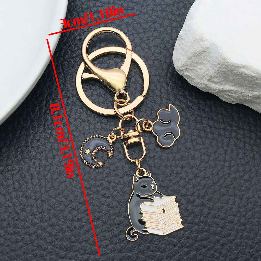 Cat Charm Keychain With Clip And Rings - C5