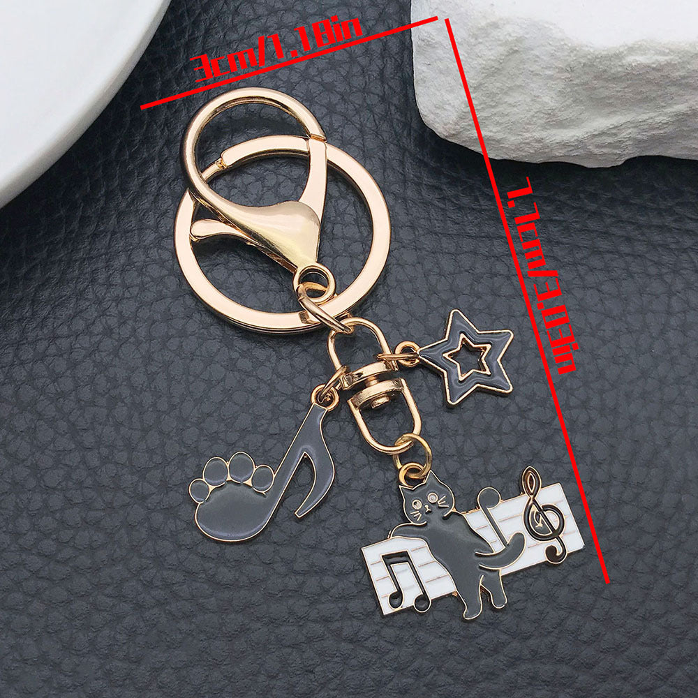 Cat Charm Keychain With Clip And Rings - C6