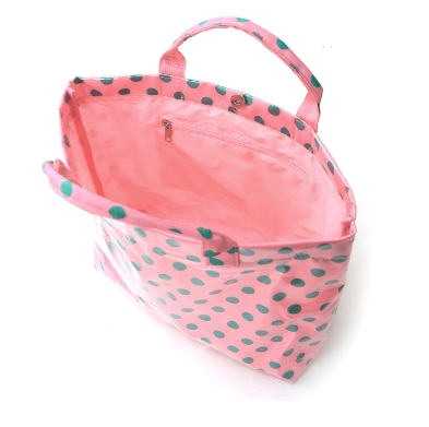 Glossy Polka Dot Shoulder Tote Bag - Pink - 2