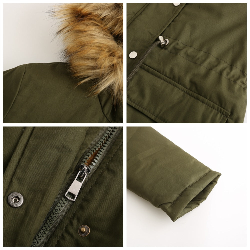 Faux Fur Lined Drawstring Waist Parka - Olive - 1
