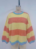 Bold Stripe Oversized Boxy Knit Sweater - yellow