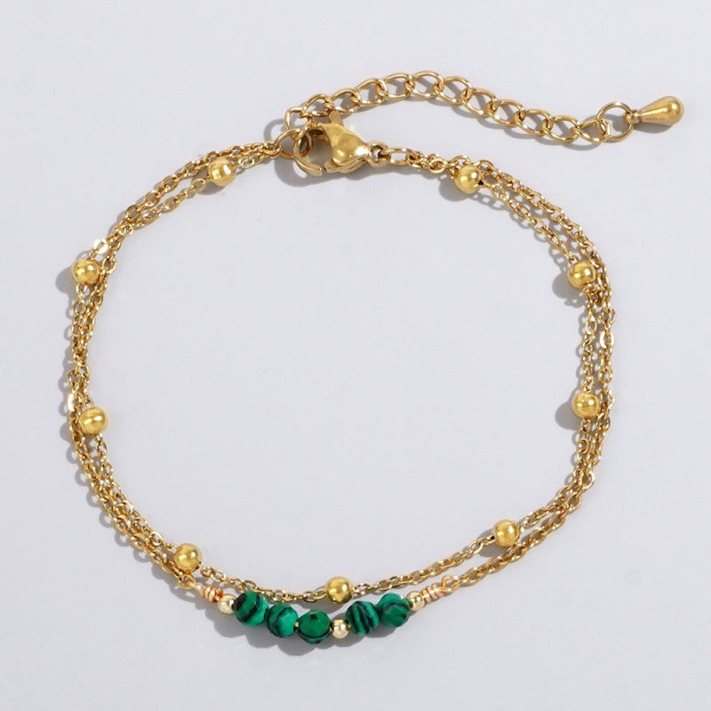 Dainty Gemstone Bead Bracelet With Extender Chain - C10
