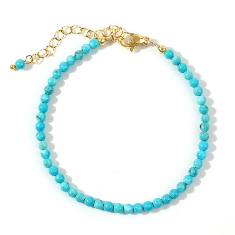 Dainty Gemstone Bead Bracelet With Extender Chain - C11