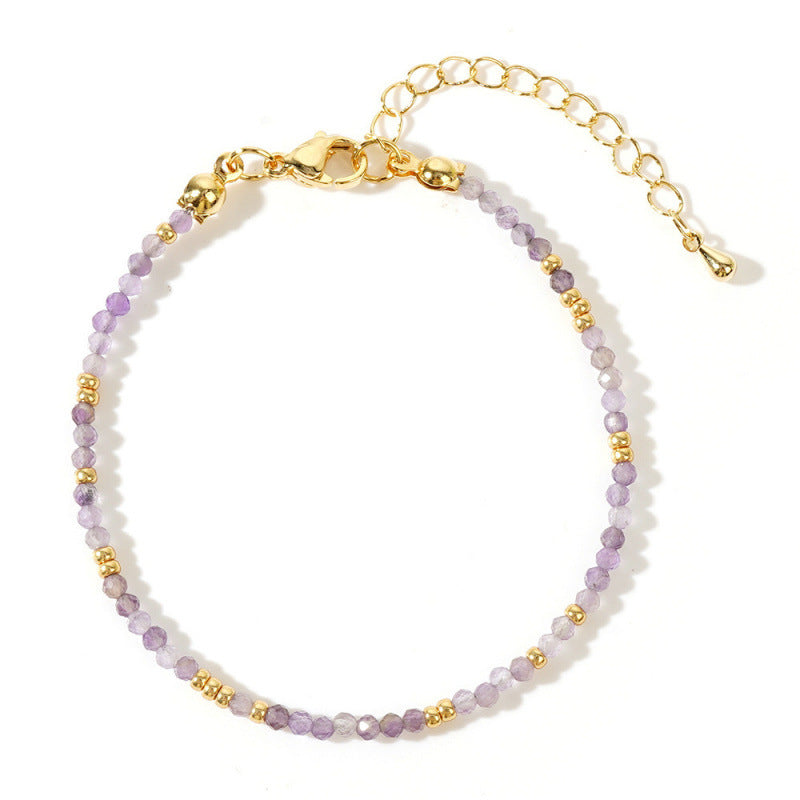 Dainty Gemstone Bead Bracelet With Extender Chain - C2
