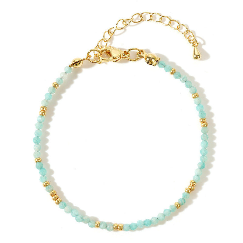 Dainty Gemstone Bead Bracelet With Extender Chain - C3