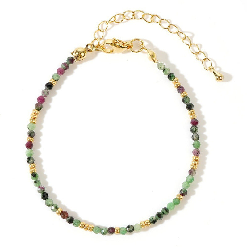 Dainty Gemstone Bead Bracelet With Extender Chain - C4