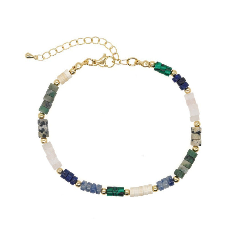 Dainty Gemstone Bead Bracelet With Extender Chain - C5