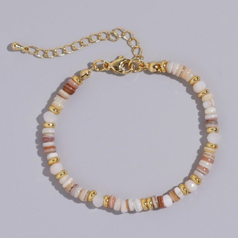 Dainty Gemstone Bead Bracelet With Extender Chain - C8