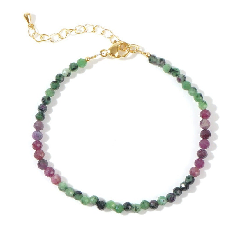 Dainty Gemstone Bead Bracelet With Extender Chain - C9