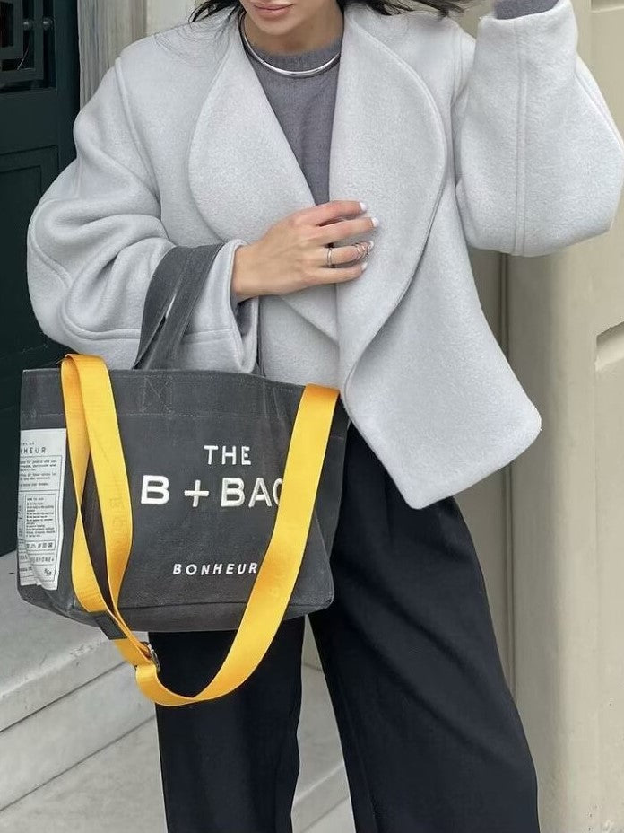 Oversized Waterfall Lapel Cropped Jacket - view 1