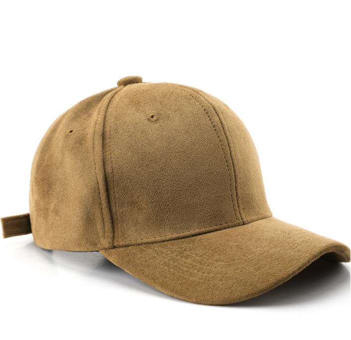 Brushed Faux Suede Baseball Cap with Adjustable Strap - Camel