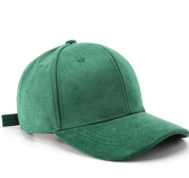 Brushed Faux Suede Baseball Cap with Adjustable Strap - DGreen