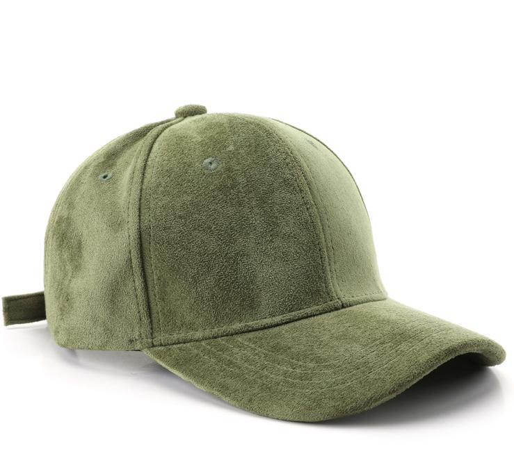Brushed Faux Suede Baseball Cap with Adjustable Strap - Green