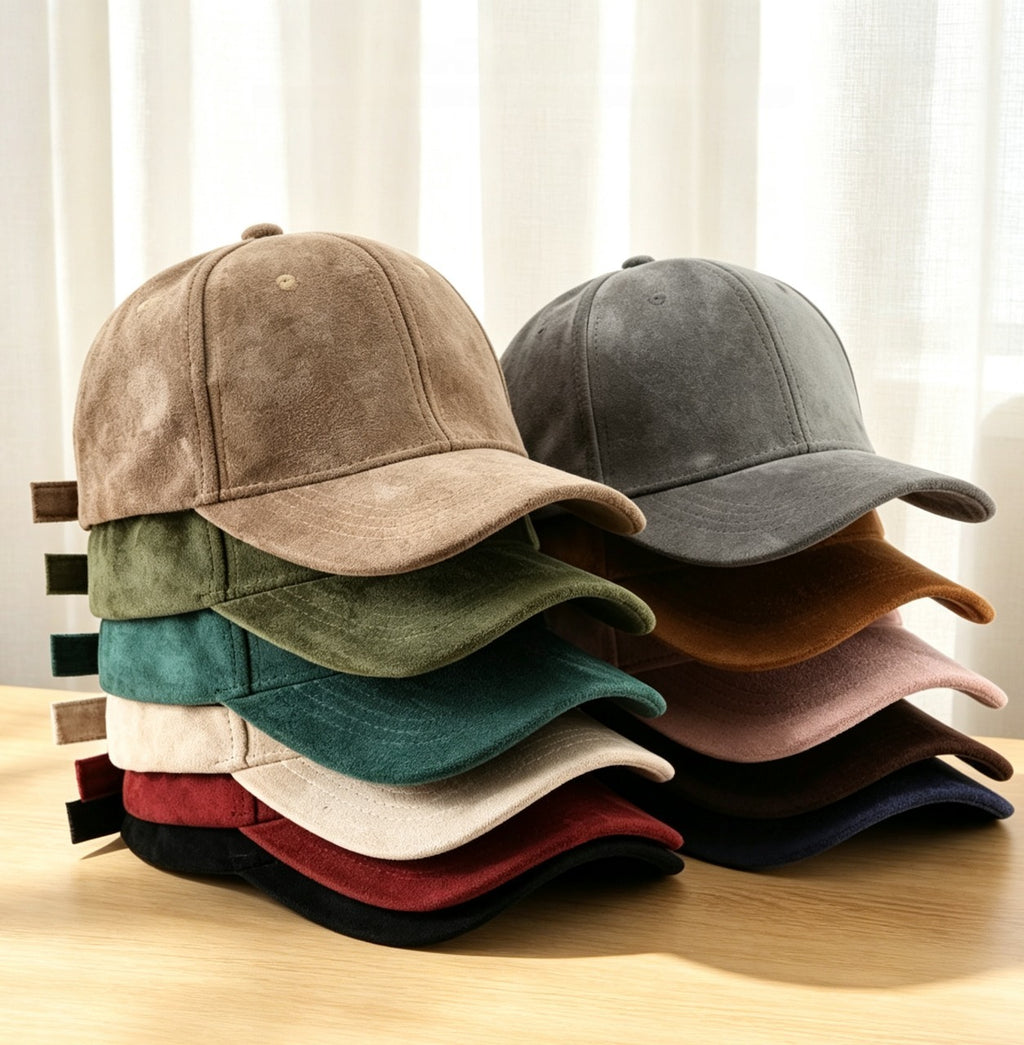Brushed Faux Suede Baseball Cap with Adjustable Strap - Grey - 1