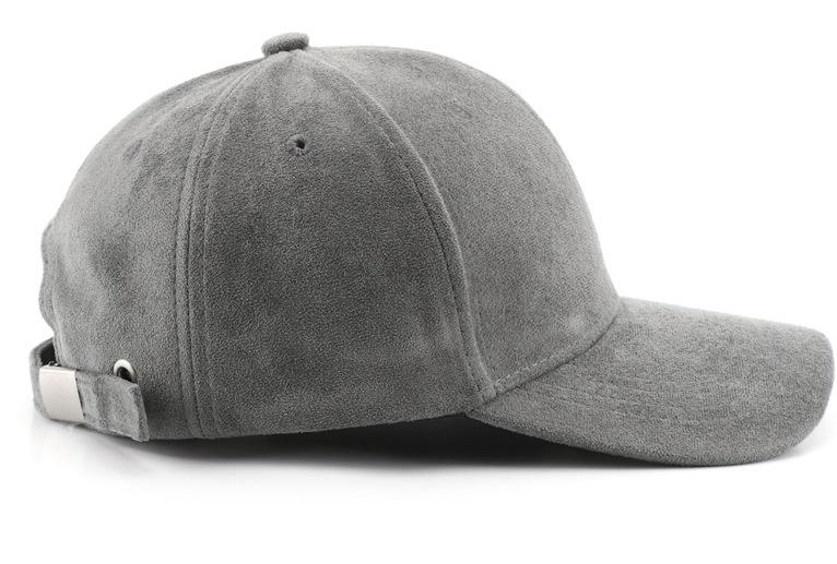 Brushed Faux Suede Baseball Cap with Adjustable Strap - Grey - 3