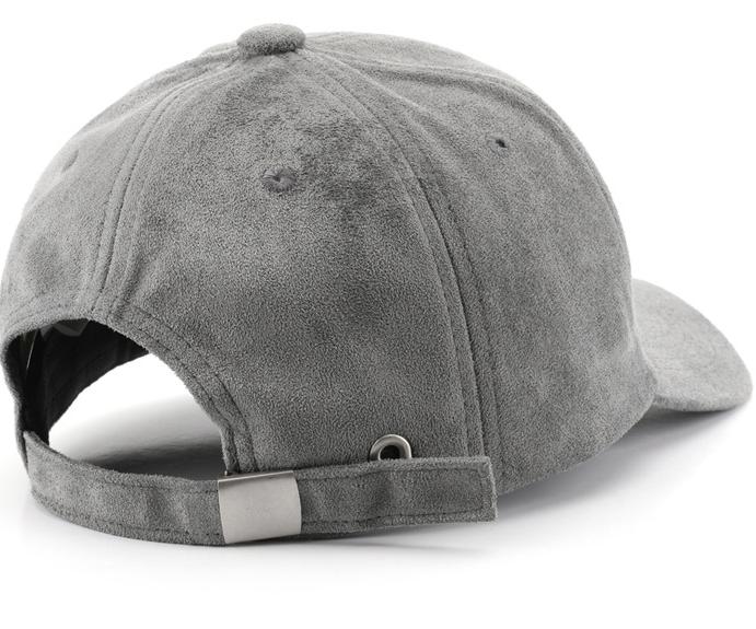 Brushed Faux Suede Baseball Cap with Adjustable Strap - Grey - 4