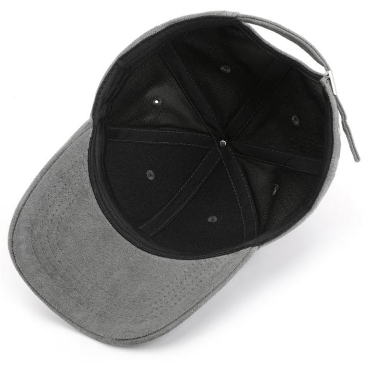 Brushed Faux Suede Baseball Cap with Adjustable Strap - Grey - 5