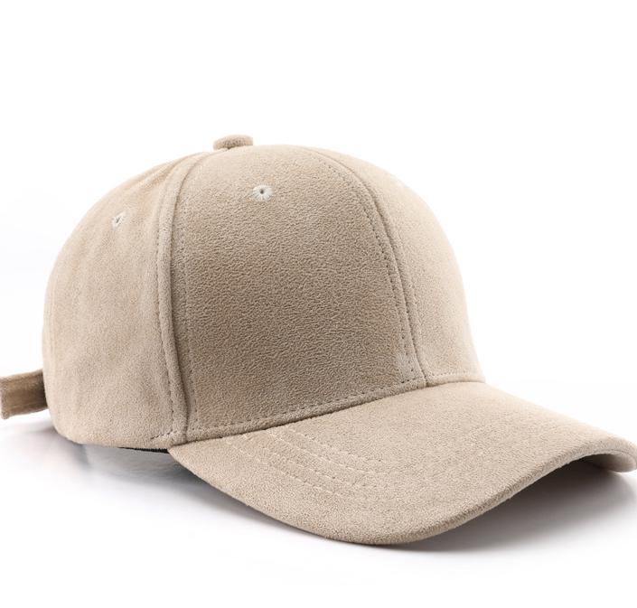 Brushed Faux Suede Baseball Cap with Adjustable Strap - Khaki