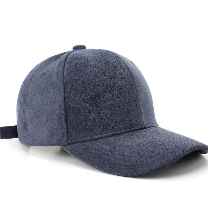 Brushed Faux Suede Baseball Cap with Adjustable Strap - Navy