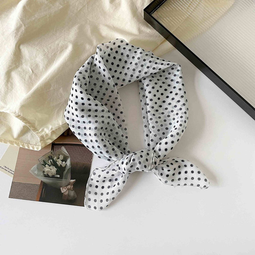 Vintage Polka Dot Bandana Neck Scarf - white01