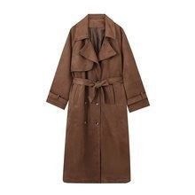 Belted Suede Longline Trench Coat