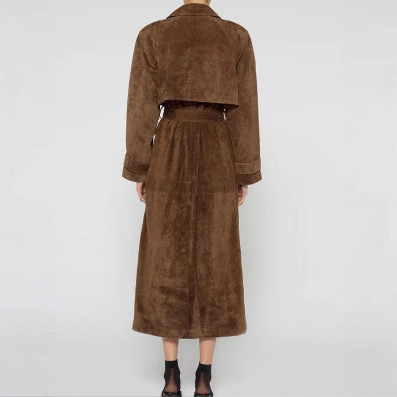 Belted Suede Longline Trench Coat - view 1