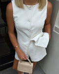 Sleeveless Split Hem Vest And Shorts Set - White
