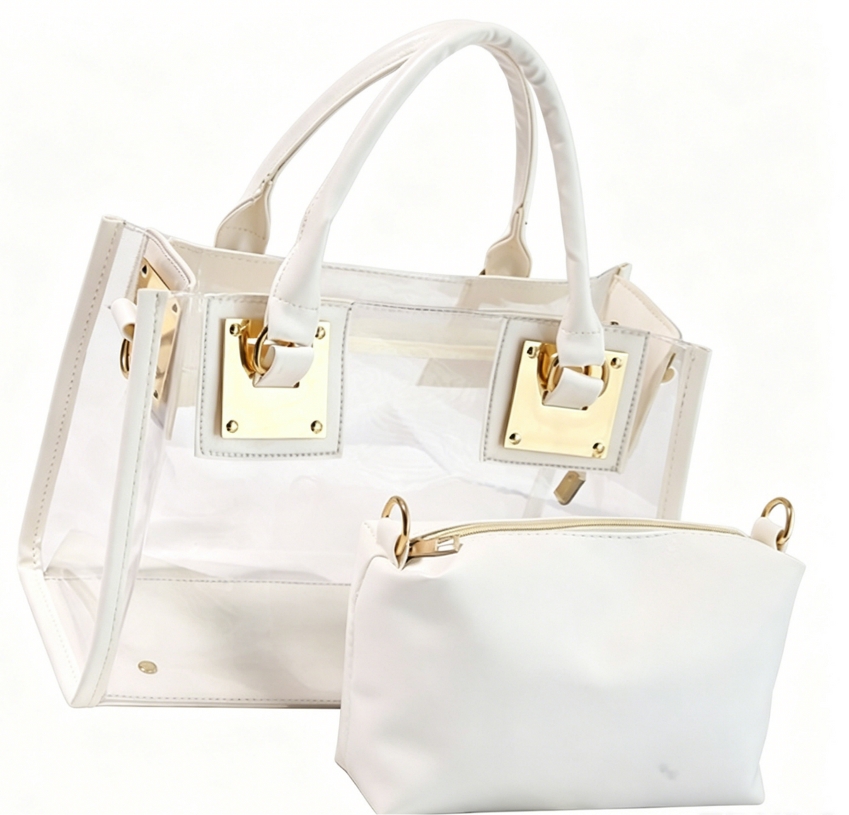 Transparent PVC Handbag With Inner Pouch - White - 1