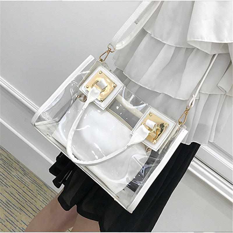 Transparent PVC Handbag With Inner Pouch - White - 2