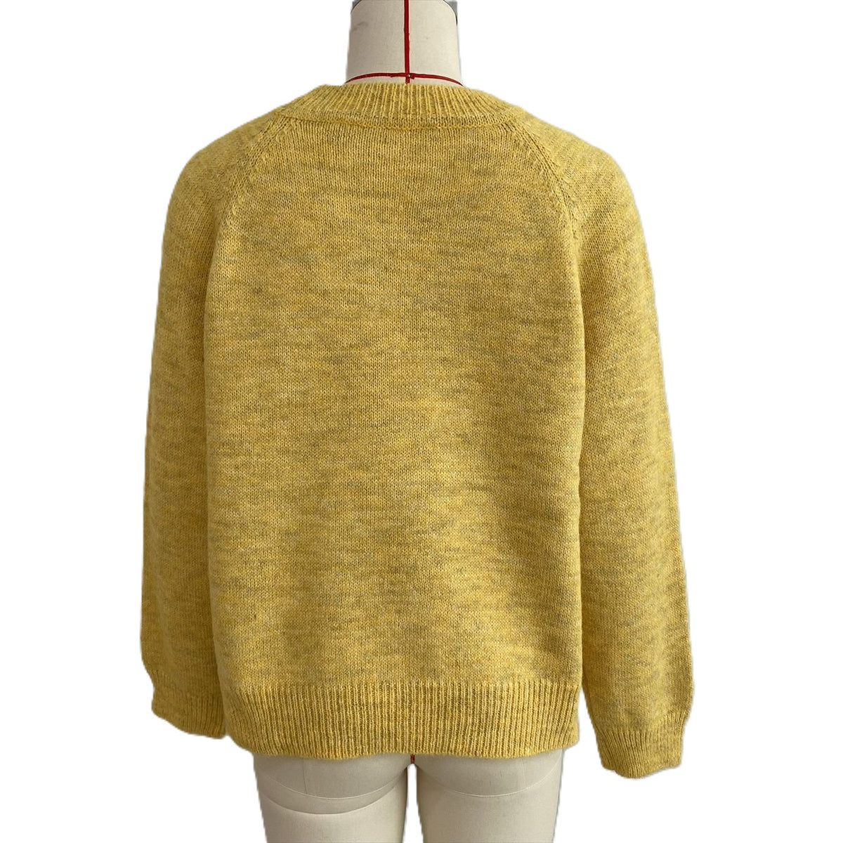 Raglan Sleeve Knit Sweater With Daisy Embroidery - Yellow - 2