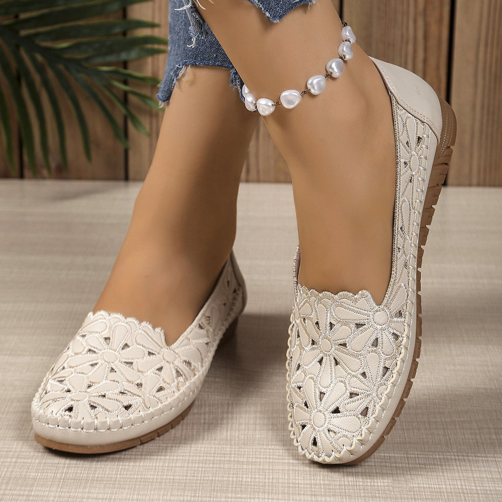 Floral Cutout Slip-On Loafers