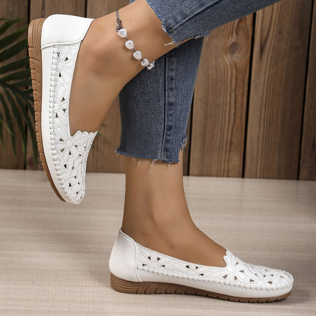 Floral Cutout Slip-On Loafers