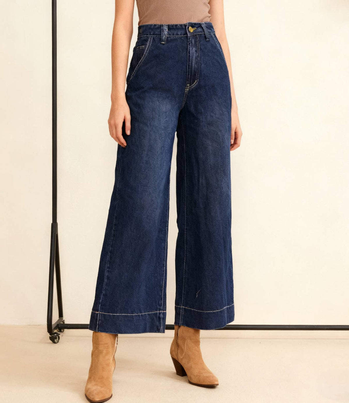 High Rise Cropped Wide Leg Jeans