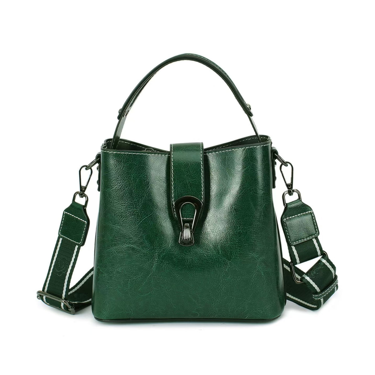 Vintage Oil Wax Leather Bucket Bag