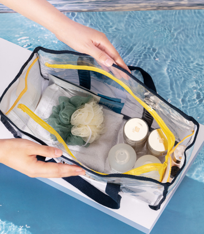 Waterproof See Through Beach Tote Bag - NavyBlue - 2