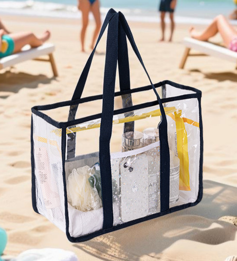 Waterproof See Through Beach Tote Bag - NavyBlue - 7