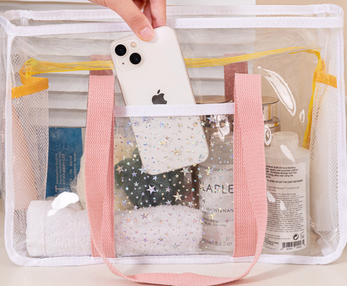 Waterproof See Through Beach Tote Bag - Pink - 1