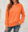 Drop Shoulder Side Split Crewneck Sweatshirt - Orange