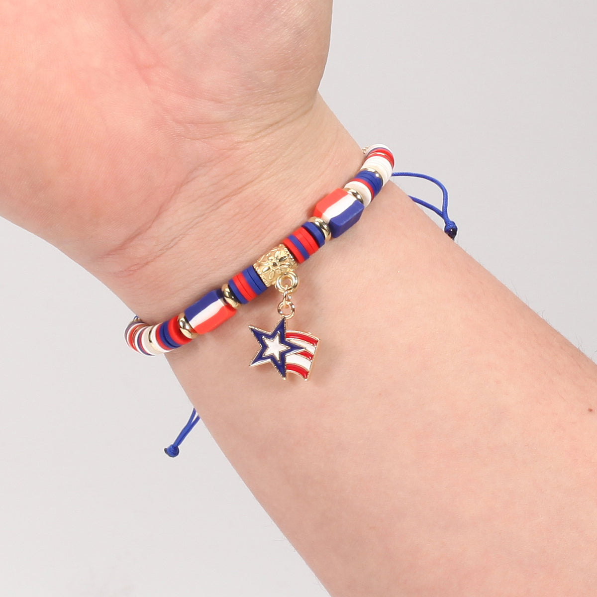 Americana Flag Charm Beaded Bracelet Set - view 1