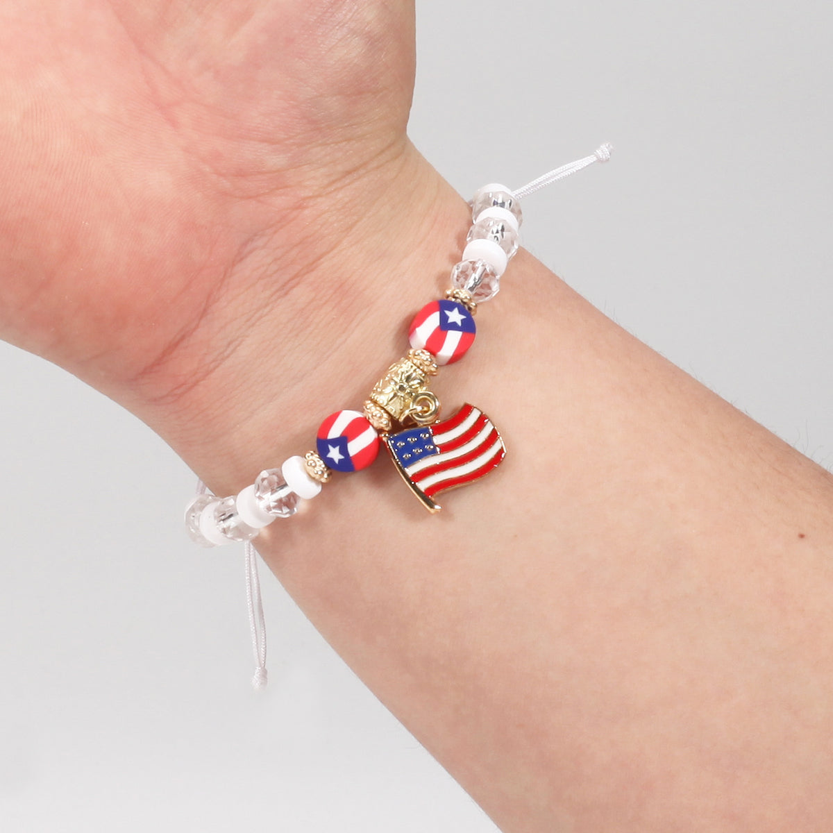 Americana Flag Charm Beaded Bracelet Set - view 10