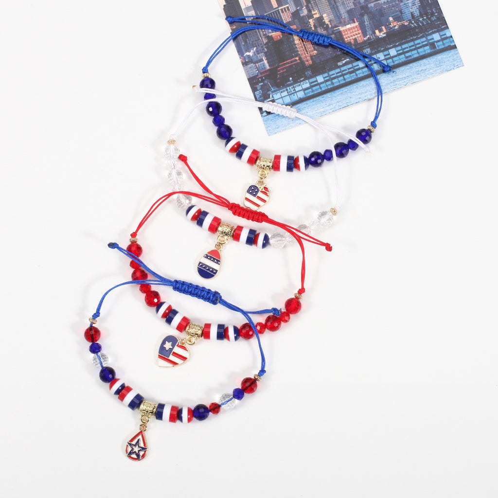 Americana Flag Charm Beaded Bracelet Set - view 12