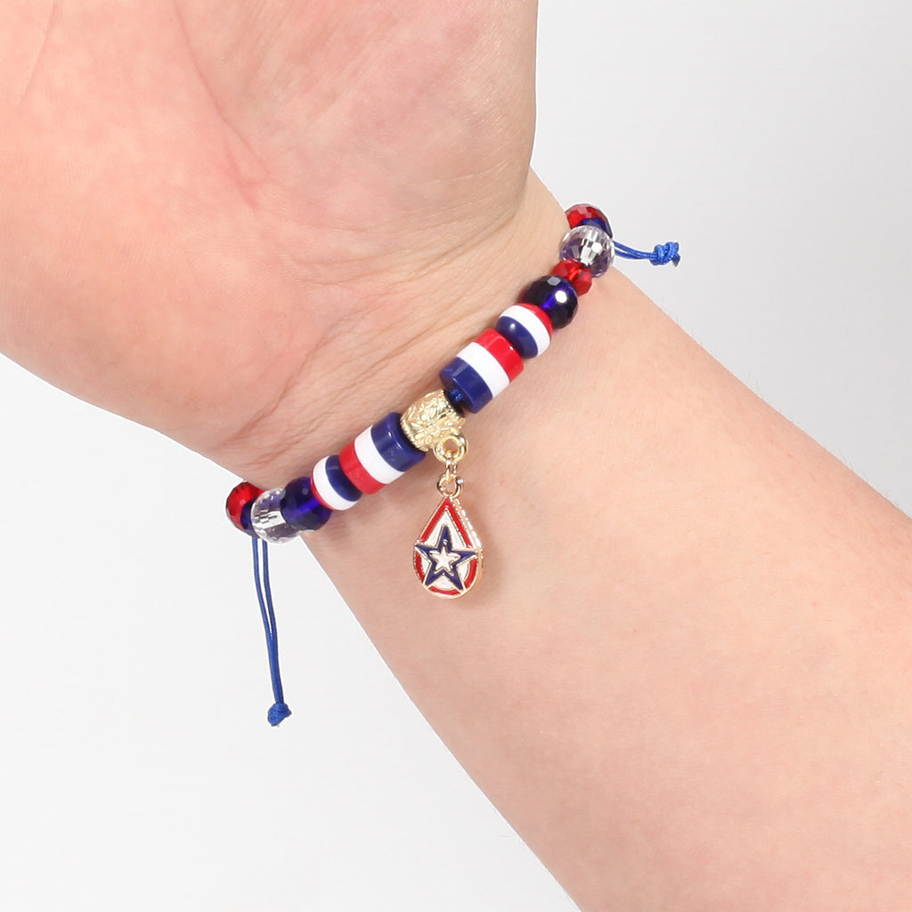 Americana Flag Charm Beaded Bracelet Set - view 13