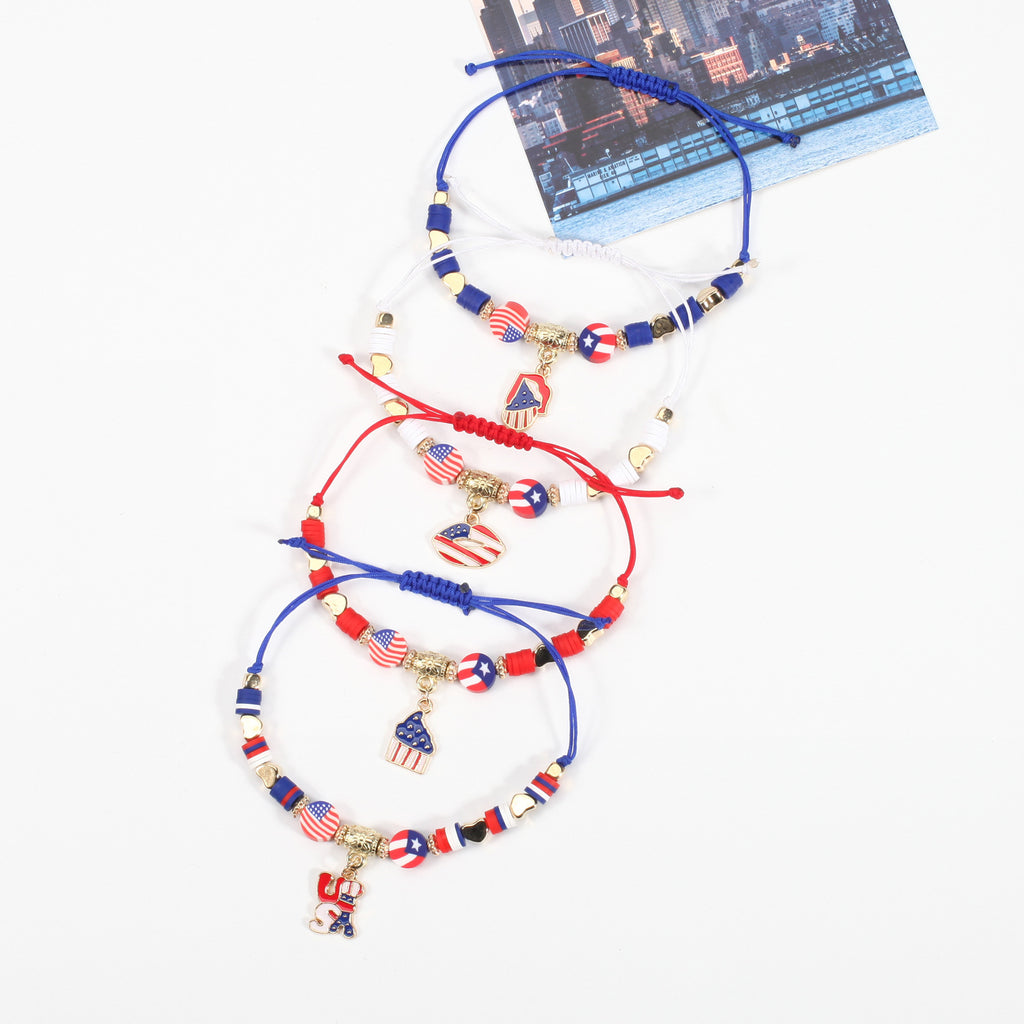 Americana Flag Charm Beaded Bracelet Set - view 3