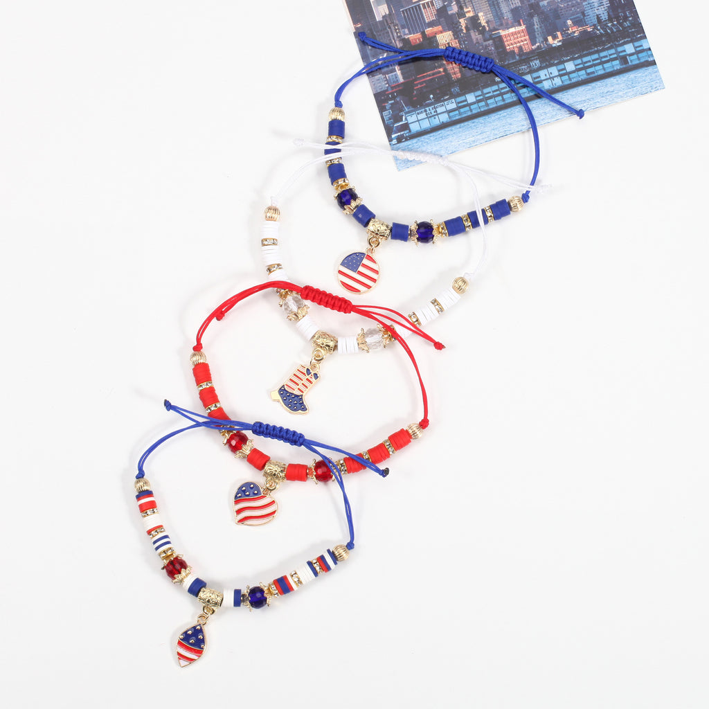 Americana Flag Charm Beaded Bracelet Set - view 6