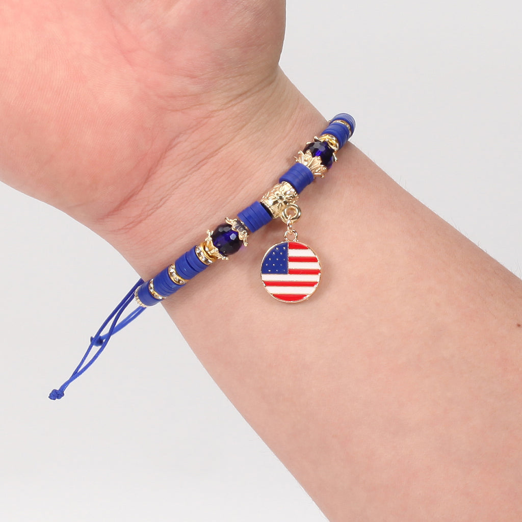Americana Flag Charm Beaded Bracelet Set - view 7