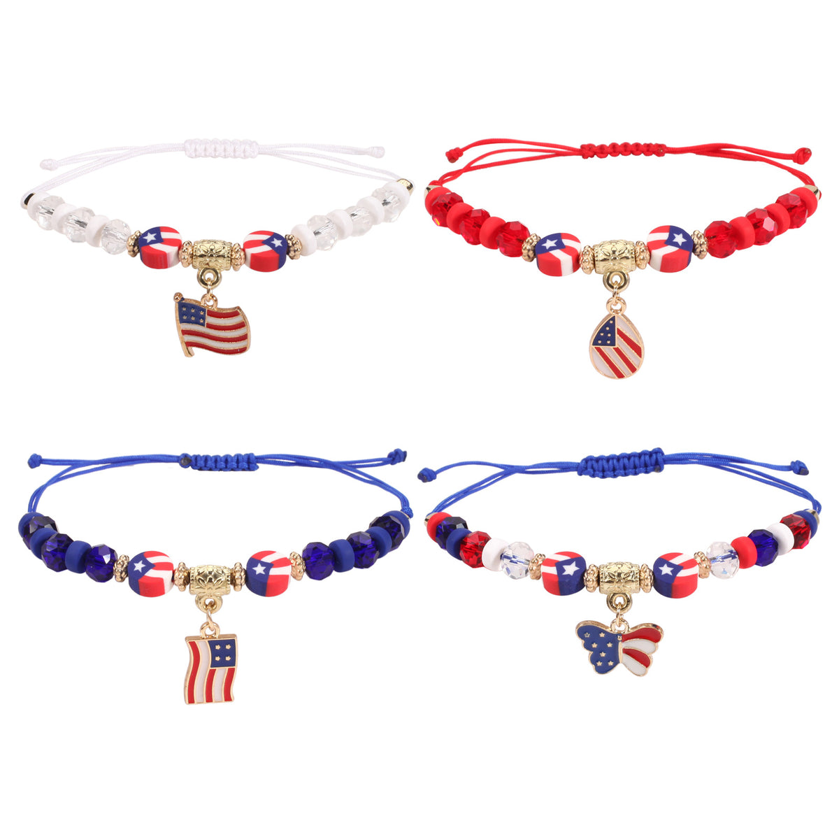 Americana Flag Charm Beaded Bracelet Set - view 8